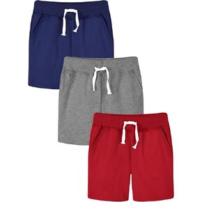 Resinta 3 Packs Toddler Baby Boys Shorts Soft Cotton with Drawstring Solid Toddler Boys Short for Summer