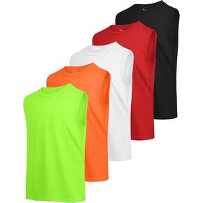 5 Pack Boys Tank Tops Dry-Fit Boys Undershirts Kids Athletic Tank Tops Shirts for Kids Youth