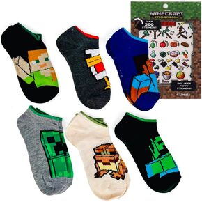 العلامات التجارية المركزية Minecraft Socks 6 أزواج من الجوارب للأولاد الذين تتراوح أعمارهم بين 6-8 هدايا للأطفال