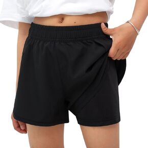 Meilonger Girls Swim shorts 2 في 1 بدلات الاستحمام للأطفال السريعة الجافة تجف قيعان السباحة السباحة مع بطانة الضغط