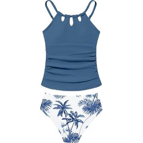 Girls Swimsuit Cutout Bathing Suit Cute Two Piece Swimsuits for Teen Girls Modest Swimwear High Waisted Tankini 9-18y in Kuwait