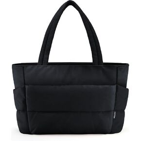HOTOR Puffer Tote Bag for Women, Nurses - Multi-Pocket Lightweight Bag for Work - Quilted Handbag for Travel and Gym