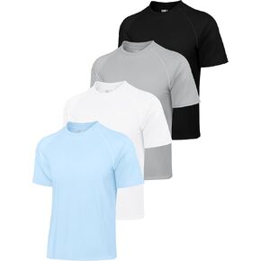 IHU 4 Pack Men's Rash Guard Swim Shirts Short Sleeve Sun Protection Fishing Shirts UPF 50+ Dry Fit Hiking Rashguard Shirt