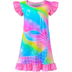 Fiodrimy Girls Nightgowns Unicorn Sleepwear Night Sleep Dress Pajamas Little Kids Toddler Soft Nightgown