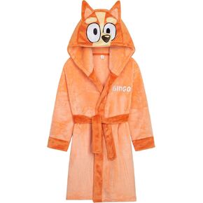 Bluey Girls Fleece Robe with Hood Pockets Tie Waist – Cosy Gifts for Kids