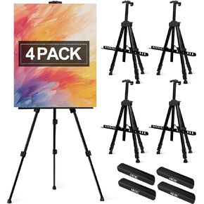 AROIC10 Pack Paint Display Easel Stand Portable Triped Tripod Canvases Clanvases من 20 إلى 66 بوصة إضافية متينة للقمة/الأرضية ، الرسم والعرض ، الأسود مع 10storagebag