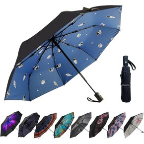 LLanxiry Compact Travel Umbrella,Windproof Waterproof Stick Umbrella Anti-UV Protection Golf Umbrellas