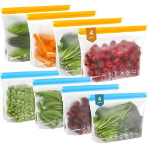 Ideatech 20Pack غسالة الصحون الآمنة أكياس قابلة لإعادة الاستخدام ، أكياس فريزر مقاومة للتسرب ، BPA مجاني للأغذية القابلة لإعادة الاستخدام أكياس أكياس الوجبات الخفيفة لتناول طعام الغداء (8 جالون 6 كوارت 6 وجبة خفيفة ، ملونة) in Kuwait