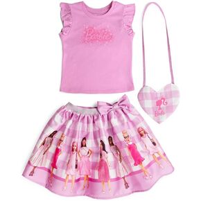 Barbie Girls Tank Top و Satin Skirt و Crossbody Bag 3 قطعة مجموعة ليد ليدلر لأحجام الأطفال الكبيرة (2T - 14-16)