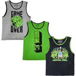 Minecraft Creepers Value 3-Pack of Youth Boy's Sleeveless Muscle Shirts
