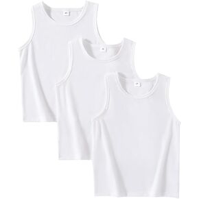 Toddler Boy Round Neck Tank Tops-Solid Color Undershirt-3 Piece Little Boys Casual Summer Clothing Set Size (3-7T)