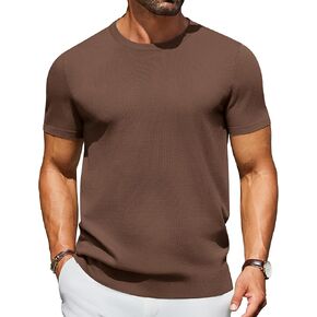 سترة Coofandy Men Crewneck Sweater قصيرة الأكمام متماسكة Pullover قمم أساسية غير رسمية Tees الكلاسيكية