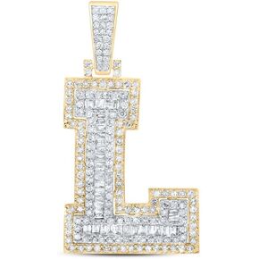 المجوهرات بواسطة Lux 10K Gold Gold Mens Round Diamond First Letter Charm Harm 5/8 CTTW