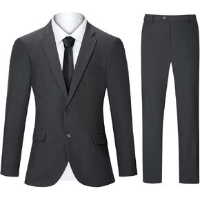 2 Piece Men's Suit Slim Fit Suits for Men, Two Button Blazer Dress Business Wedding Party Jacket & Pants
