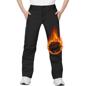 Boys Soft Shell Pants Winter Hiking Pants Warm Waterproof Ski Trousers