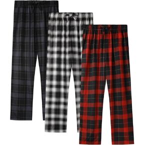 BAMBOO COOL Men's Pajama Bottoms Plaid Pajamas Pants for Men Soft Long Lounge Woven Pj Sleep Pant with Pockets
