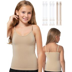 قمم دبابات Camisole للبنات ، والجزرات السفلية الممتازة كاميس مريحة مع أشرطة واضحة وغطاء سيليكون