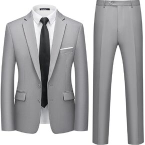 WULFUL Men's 2 Piece Suits Slim Fit Two Button Blazer Jacket Pants Set for Party,Wedding and Business