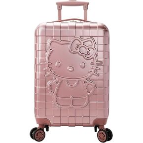 BioWorld Hello Kitty Print Pink Plaid 20 "Adult Hardside Carry-On Rolling Luggage