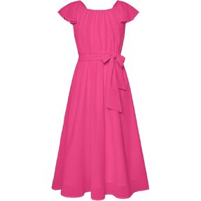 GRACE KARIN Girls Dress Formal Party Wedding Guest Pageant Dress for Teen Girls Ruffle Backless Maxi Sundress Size 6-14