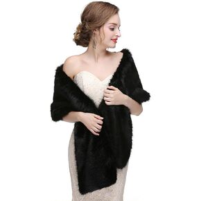 Canb Women's 1920 Faux Fur Stole Writal Winter Fur Wraps and Shaws Faux Mink تجاهل