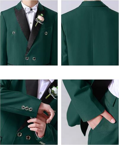 MAGE MALE Boys'Tuxedo Set Peak Lapel Formal Wedding Prom Slim Fit Teens Kid Suit in Saudi Arabia