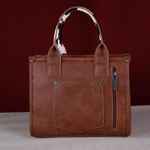 Montana West × Wrangler Tote Bag for Women Western Cow Print Purse Designer Top Handle Handbags in Kuwait