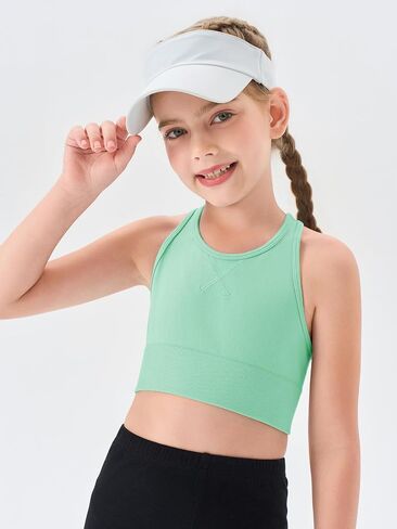 Haloumoning Girls Training Bra Athletic Sports Bra for Kids Racerback Dance Tops Tops 7-14 Years in Kuwait