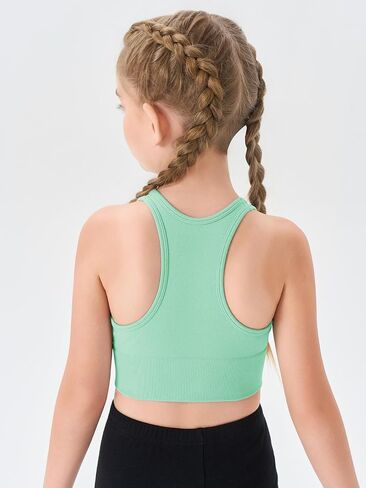 Haloumoning Girls Training Bra Athletic Sports Bra for Kids Racerback Dance Tops Tops 7-14 Years in Kuwait
