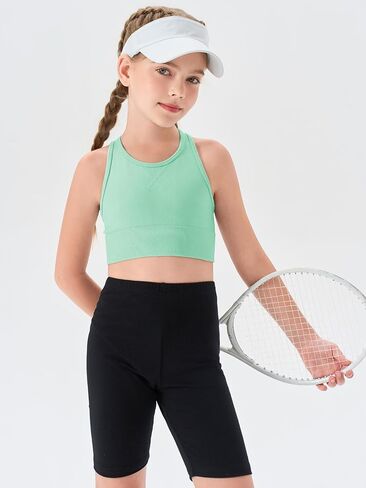 Haloumoning Girls Training Bra Athletic Sports Bra for Kids Racerback Dance Tops Tops 7-14 Years in Kuwait