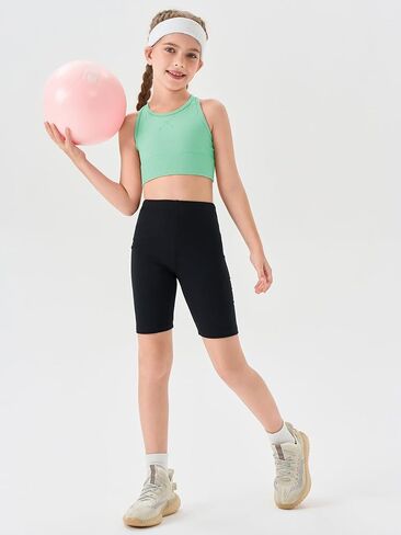 Haloumoning Girls Training Bra Athletic Sports Bra for Kids Racerback Dance Tops Tops 7-14 Years in Kuwait