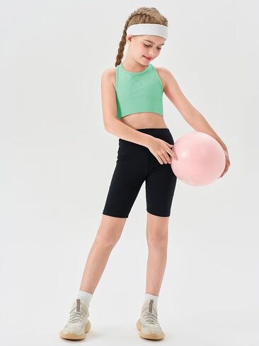 Haloumoning Girls Training Bra Athletic Sports Bra for Kids Racerback Dance Tops Tops 7-14 Years in Kuwait