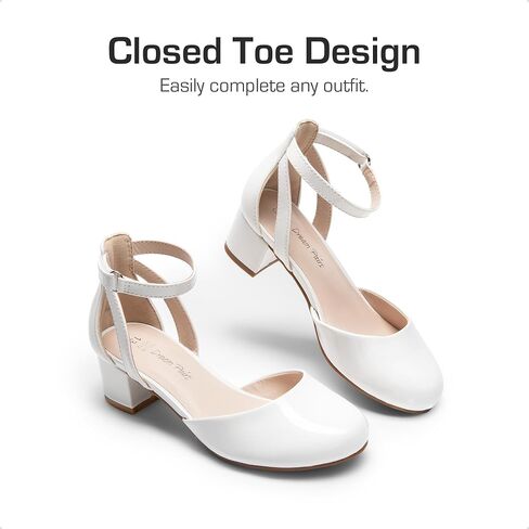 DREAM PAIRS Girls Dress Shoes Closed Toe High Heels Ankle Strap Toddler Little Big Kid Wedding Flower Party Pump in Saudi Arabia