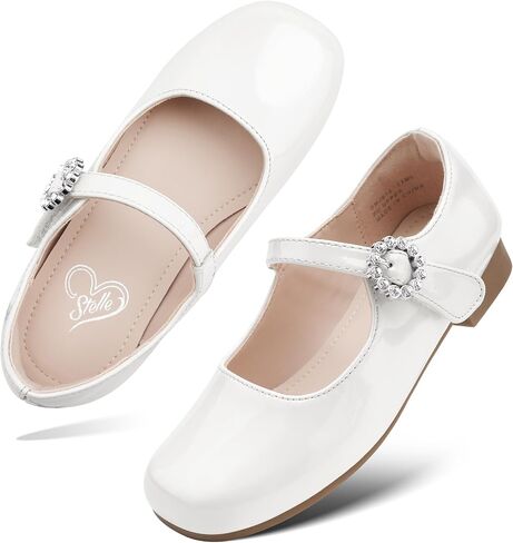 Stelle Girls Dress Shoes White Mary Jane Ballet Flats Flower School Shoes for Wedding Party Toddler/Little/Big Kid in Kuwait