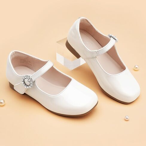 Stelle Girls Dress Shoes White Mary Jane Ballet Flats Flower School Shoes for Wedding Party Toddler/Little/Big Kid in Kuwait