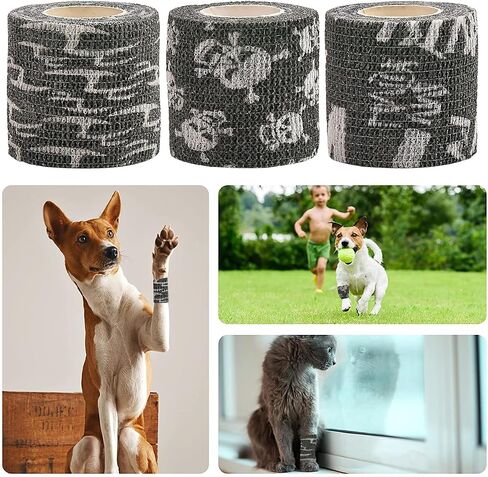 24 Rolls Self Adhesive Bandage Wrap 2 Inchx 5yard Wrap Cohesive Bandage for Doggie Dogs Cats Horses Birds Animals Non-Woven Strong Sports Tape for Wrist Healing Ankle Sprain & Swelling in Kuwait