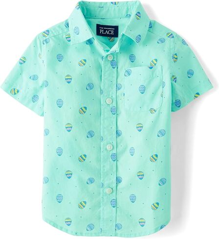 The Children's Place Boys' and Toddler Poplin Short Sleeve Button Down Shirt in Saudi Arabia