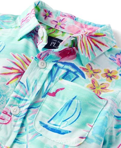 The Children's Place Boys' and Toddler Poplin Short Sleeve Button Down Shirt in Saudi Arabia