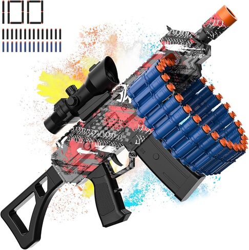 Electric Automatic Toy, JakMean Toy Blaster with 30 Dart Clips and 100 Foam Darts, Outdoor Shooting Games Toys for 6-12 Year Old Boys & Girls Adults, Gifts for Birthday Xmas, Blue in Kuwait