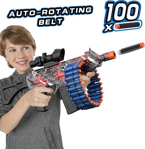 Electric Automatic Toy, JakMean Toy Blaster with 30 Dart Clips and 100 Foam Darts, Outdoor Shooting Games Toys for 6-12 Year Old Boys & Girls Adults, Gifts for Birthday Xmas, Blue in Kuwait