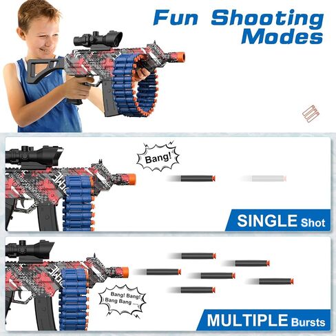 Electric Automatic Toy, JakMean Toy Blaster with 30 Dart Clips and 100 Foam Darts, Outdoor Shooting Games Toys for 6-12 Year Old Boys & Girls Adults, Gifts for Birthday Xmas, Blue in Kuwait