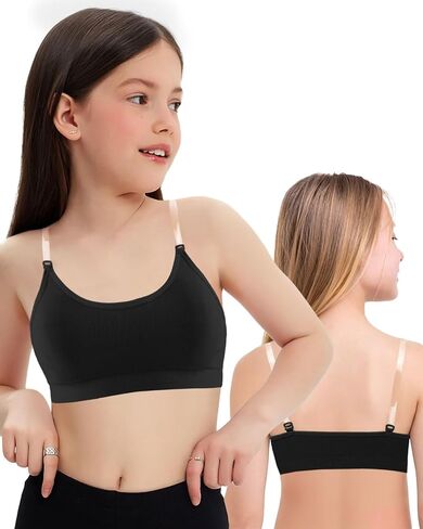 iMucci Girl Dance Bra Seamless Girls Nude Bra with 2 Pair Adjustable Replace Clear Straps Silicone Pads in Saudi Arabia