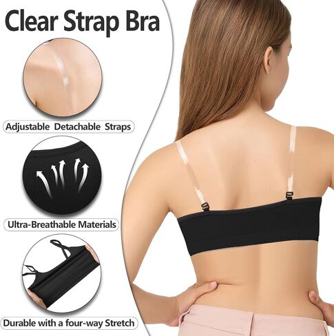 iMucci Girl Dance Bra Seamless Girls Nude Bra with 2 Pair Adjustable Replace Clear Straps Silicone Pads in Saudi Arabia