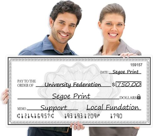 40" x 16" Fake Check Large Check - Reusable Giant Check Big Checks for Presentation, Endowment Donations, Fundraisers, Retirement,Charity & Donation Events in Kuwait