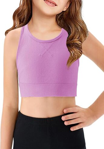 Haloumoning Girls Training Bra Athletic Sports Bra for Kids Racerback Dance Tops Tops 7-14 Years in Kuwait