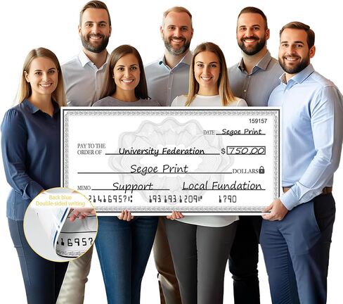40" x 16" Fake Check Large Check - Reusable Giant Check Big Checks for Presentation, Endowment Donations, Fundraisers, Retirement,Charity & Donation Events in Kuwait