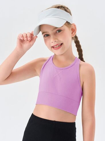 Haloumoning Girls Training Bra Athletic Sports Bra for Kids Racerback Dance Tops Tops 7-14 Years in Kuwait