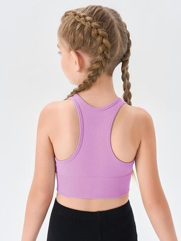 Haloumoning Girls Training Bra Athletic Sports Bra for Kids Racerback Dance Tops Tops 7-14 Years in Kuwait