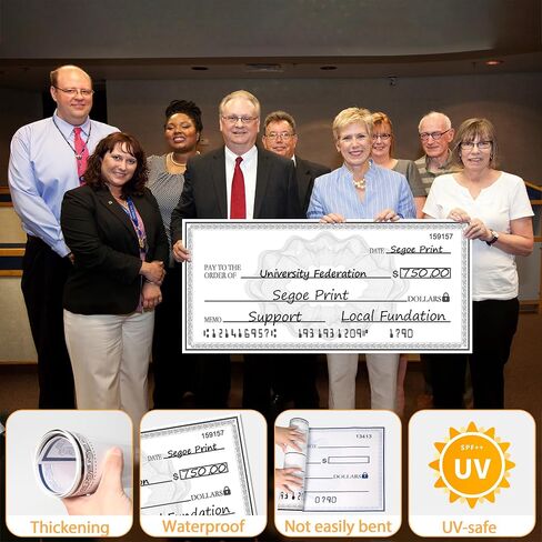 40" x 16" Fake Check Large Check - Reusable Giant Check Big Checks for Presentation, Endowment Donations, Fundraisers, Retirement,Charity & Donation Events in Kuwait