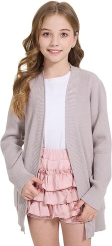 Wulful Girls Cardigan Kids Kids Open Open Front Eversive Stize مع جيوب in Kuwait